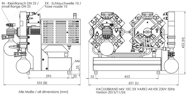 MV 10C EX VARIO +AK+EK - 尺寸规格表